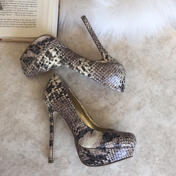 Bakers Shoes - Bakers snakeskin platform high heel close toe shoe